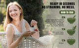 MITRAMAN BOTANICALS escena relajante lifestyle con bebida preparada para reconectar