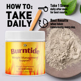 MJO Burntide Powder mezclado en vaso, preparación rápida y práctica