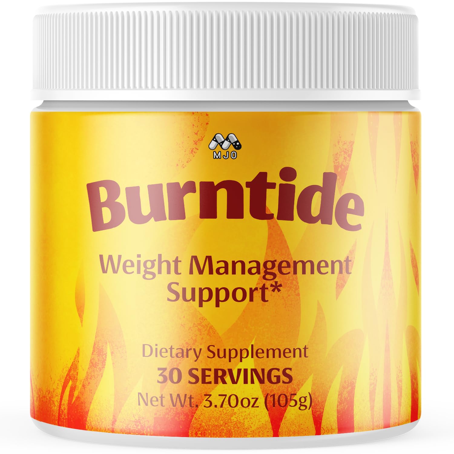 MJO Burntide Powder vista frontal del envase, claridad y confianza