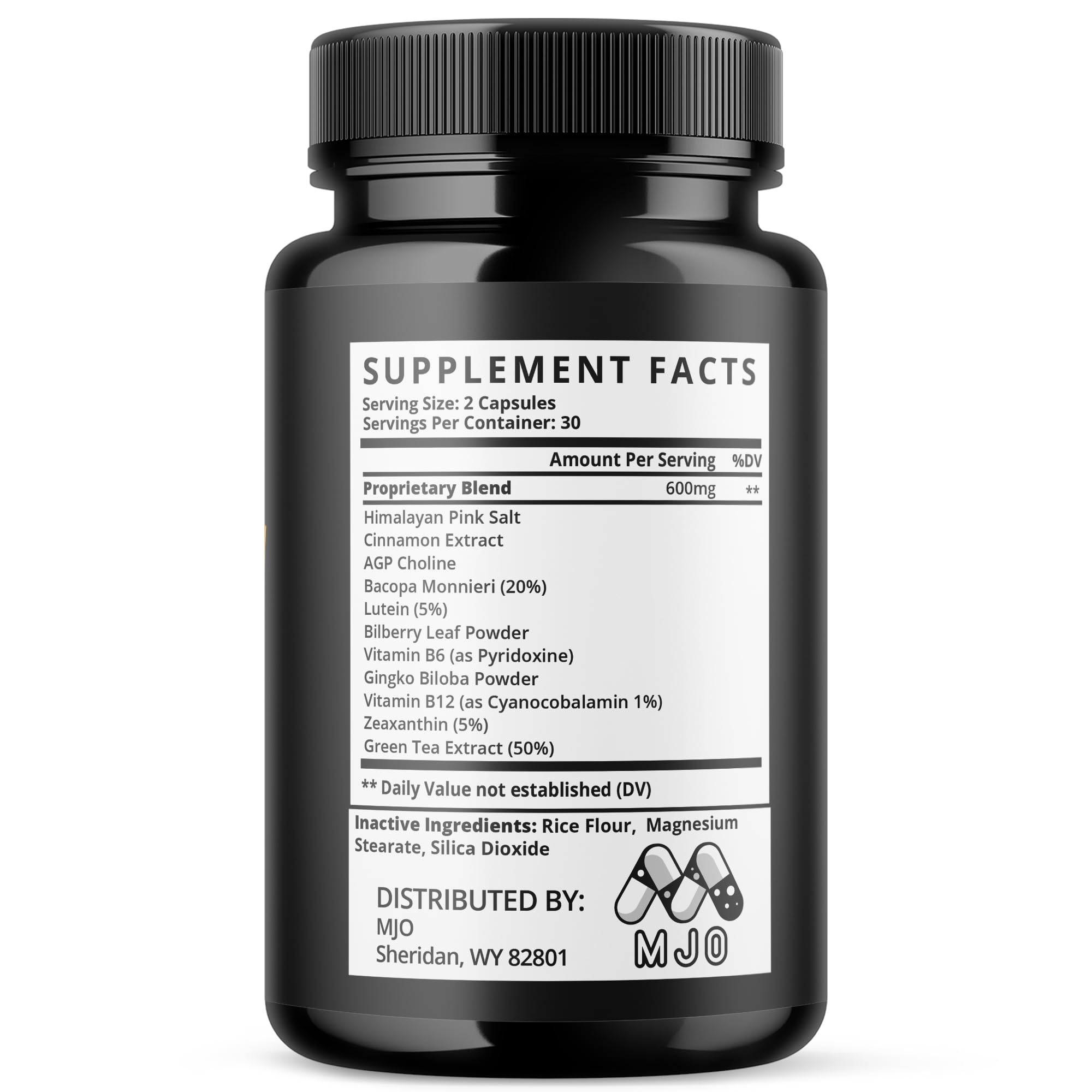 MJO CogniHoney etiqueta nutricional destacando la composición y dosis