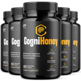 MJO CogniHoney vista frontal mostrando el envase y beneficios de apoyo cognitivo