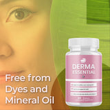 Caja abierta con cápsulas MJO Derma Essential desplegadas para visualizar cantidad por frasco