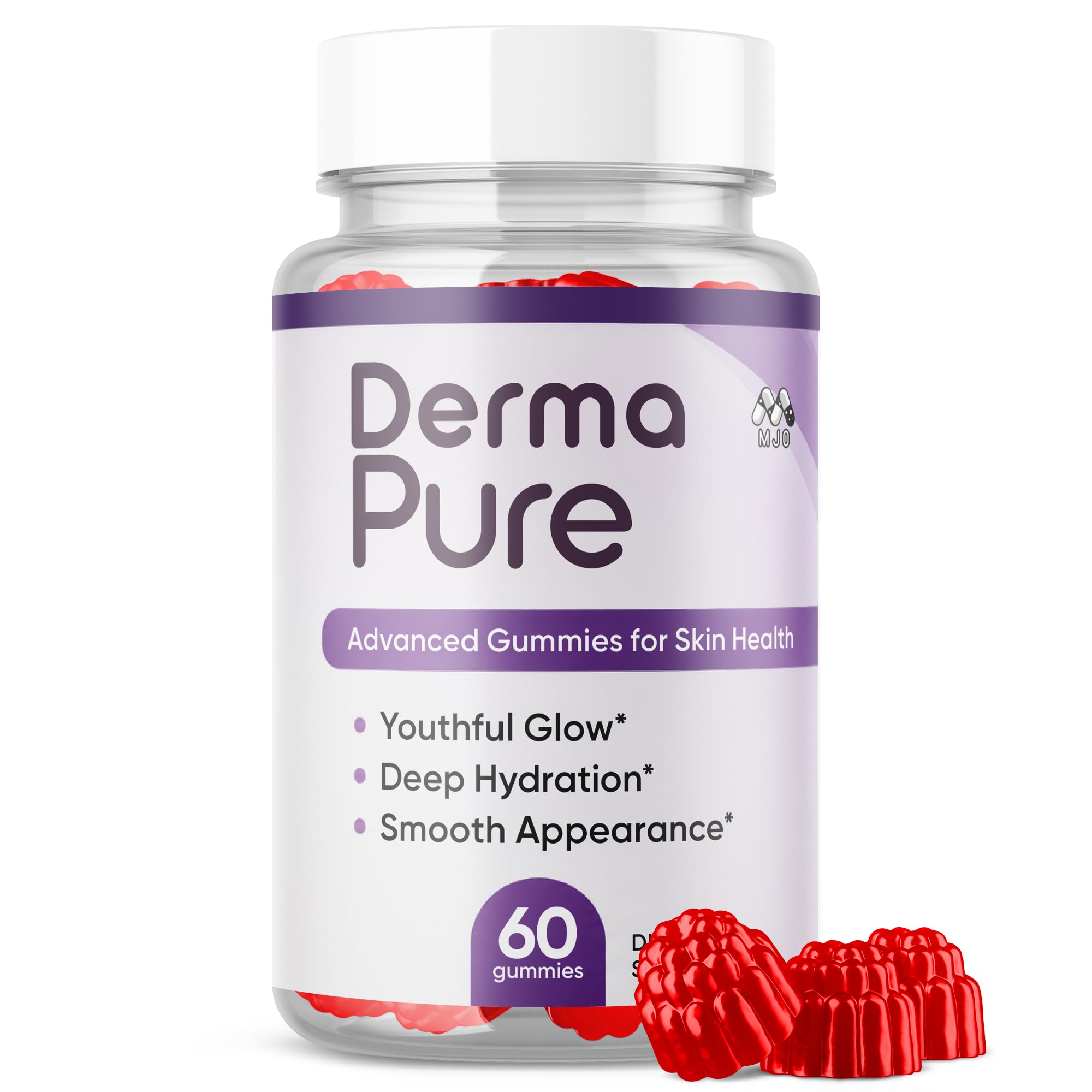 MJO Derma Pure frontal mostrando el frasco completo y beneficios visuales