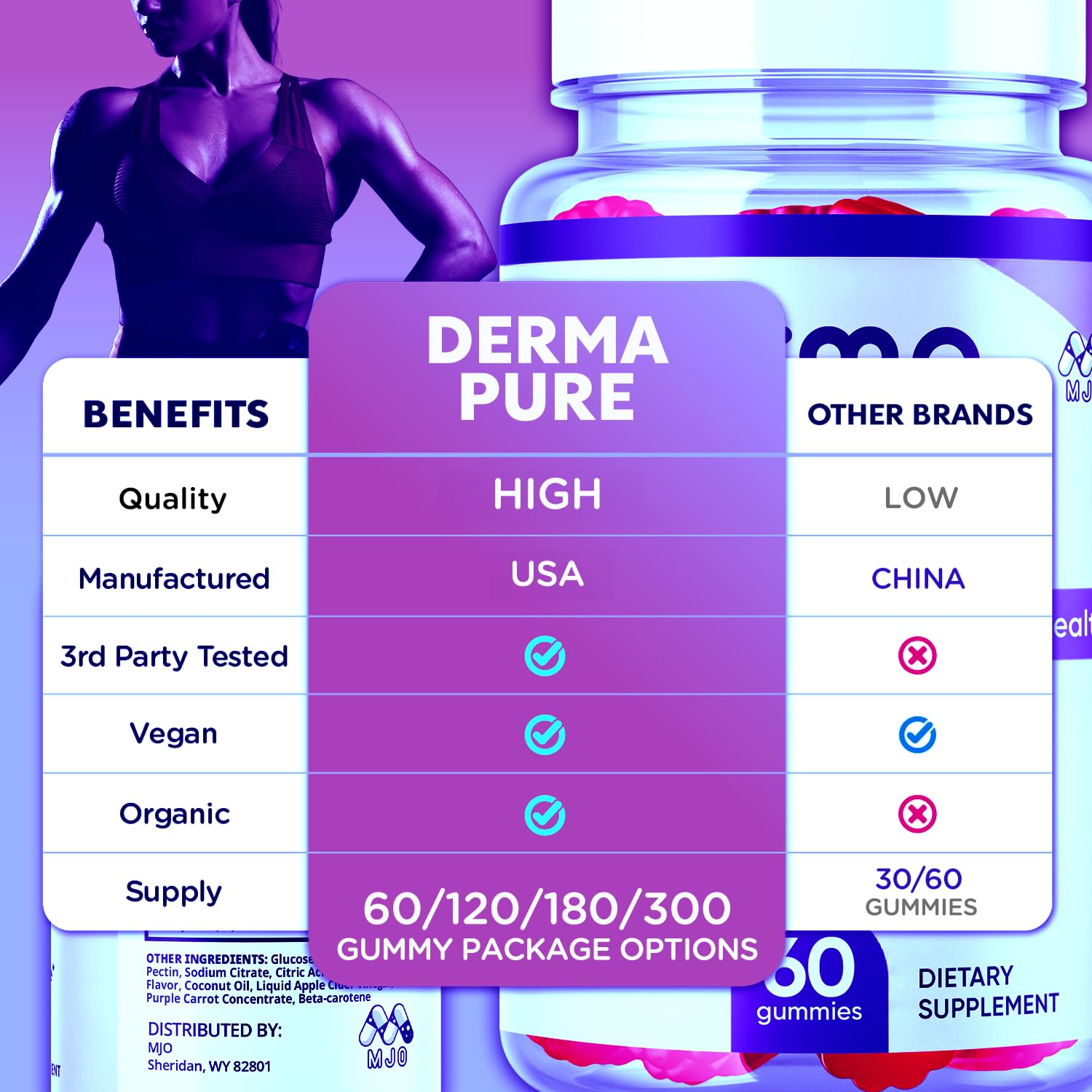 MJO Derma Pure textura de la gomita enfocada a calidad y apariencia apetecible