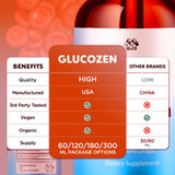 MJO Glucozen etiqueta con lista de ingredientes natural y claros