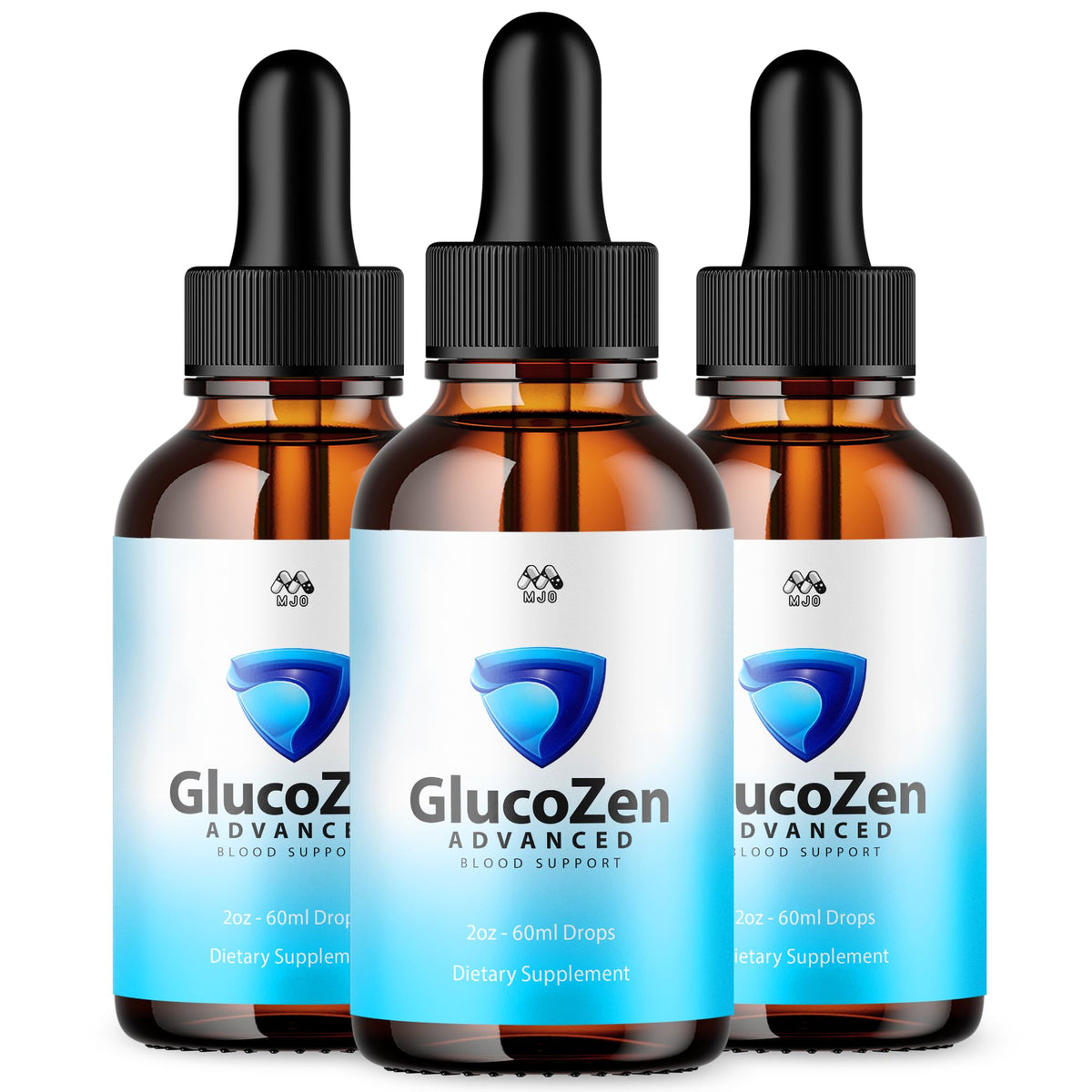 MJO Glucozen Drops frente del paquete mostrando diseño y facilidad de uso
