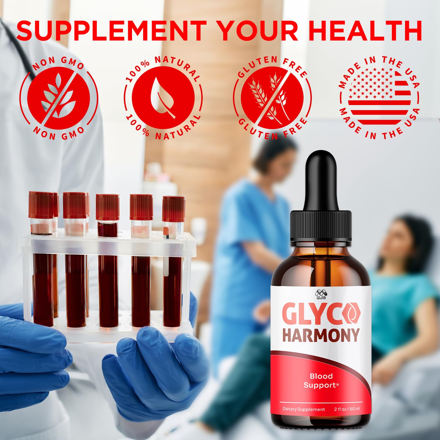 MJO Glyco Harmony drops comparación de tamaño en mano para referencia práctica