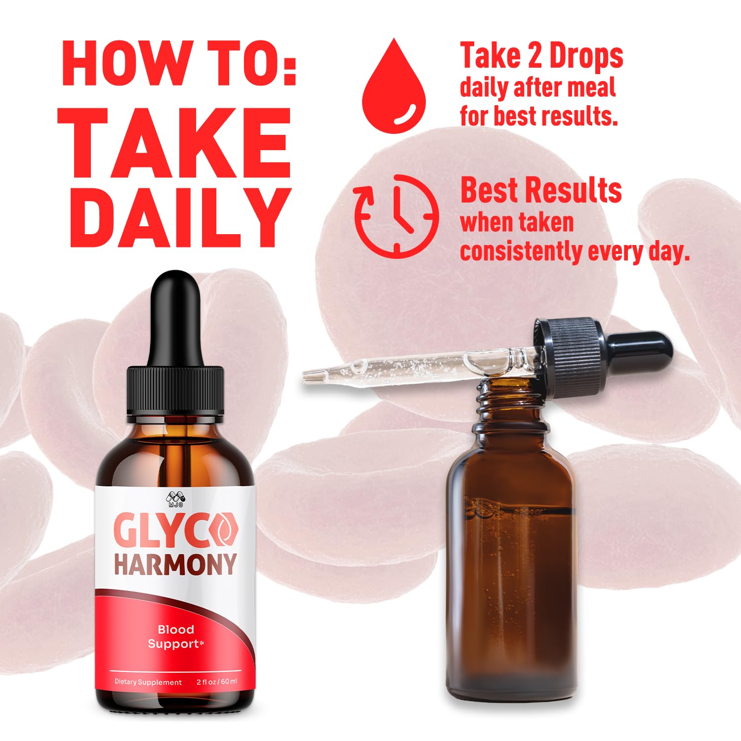 MJO Glyco Harmony Drops etiqueta legible, muestra ingredientes y potencia