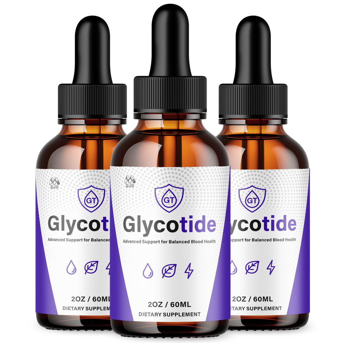 MJO Glycotide Drops vista frontal con envase informativo y conveniencia