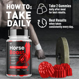 MJO Horse Boost gominola en mano para comparar tamaño y dosificación