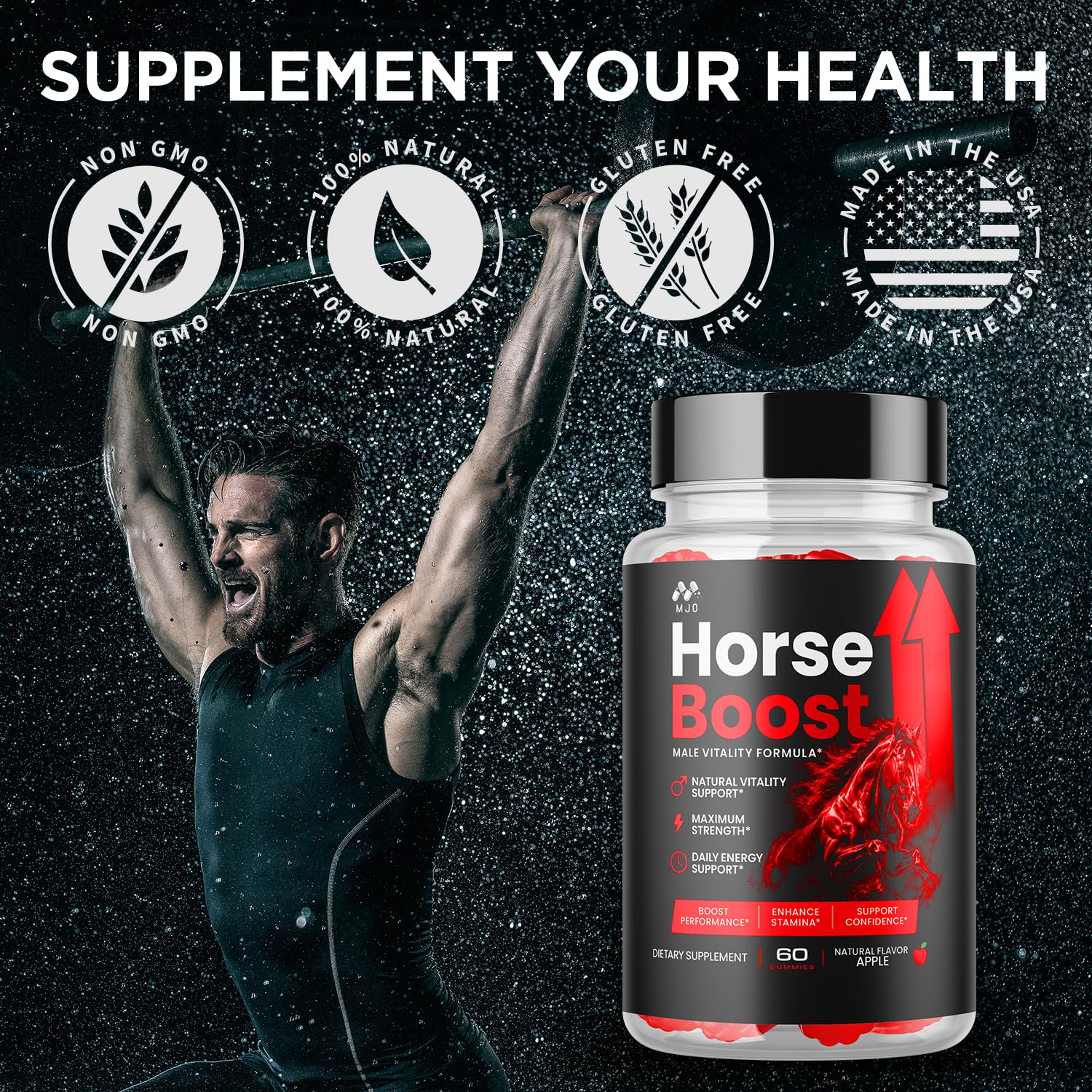 Hombre tomando MJO Horse Boost en su rutina para continuidad diaria
