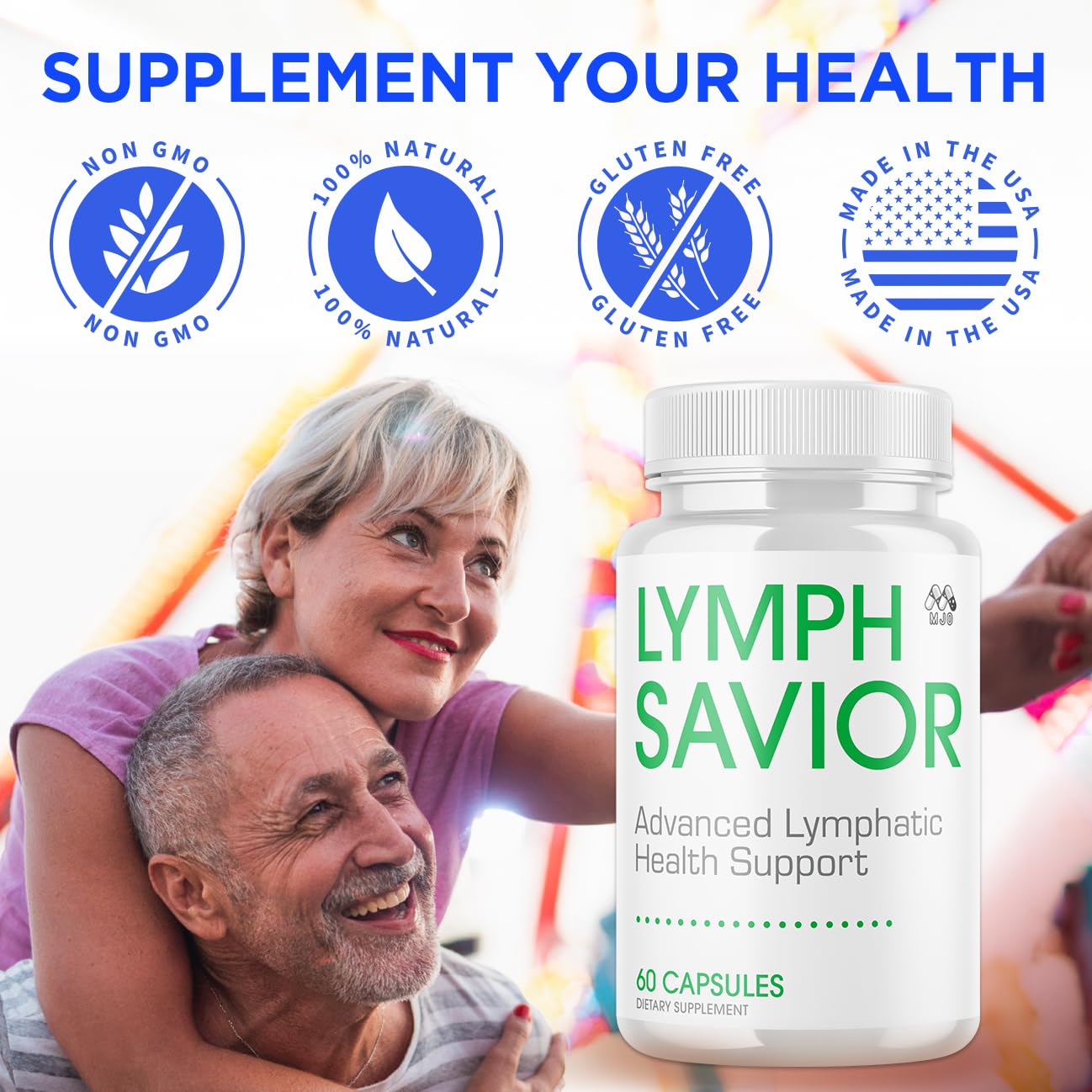 MJO Lymph Savior cápsula en mano representando facilidad de uso diario