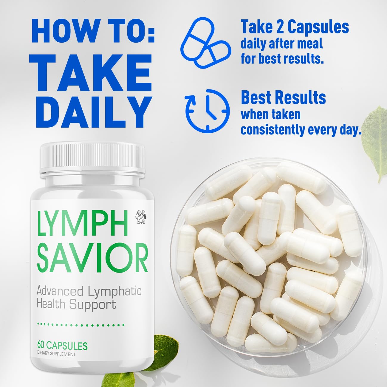 MJO Lymph Savior etiqueta con información nutrimental clara y legible