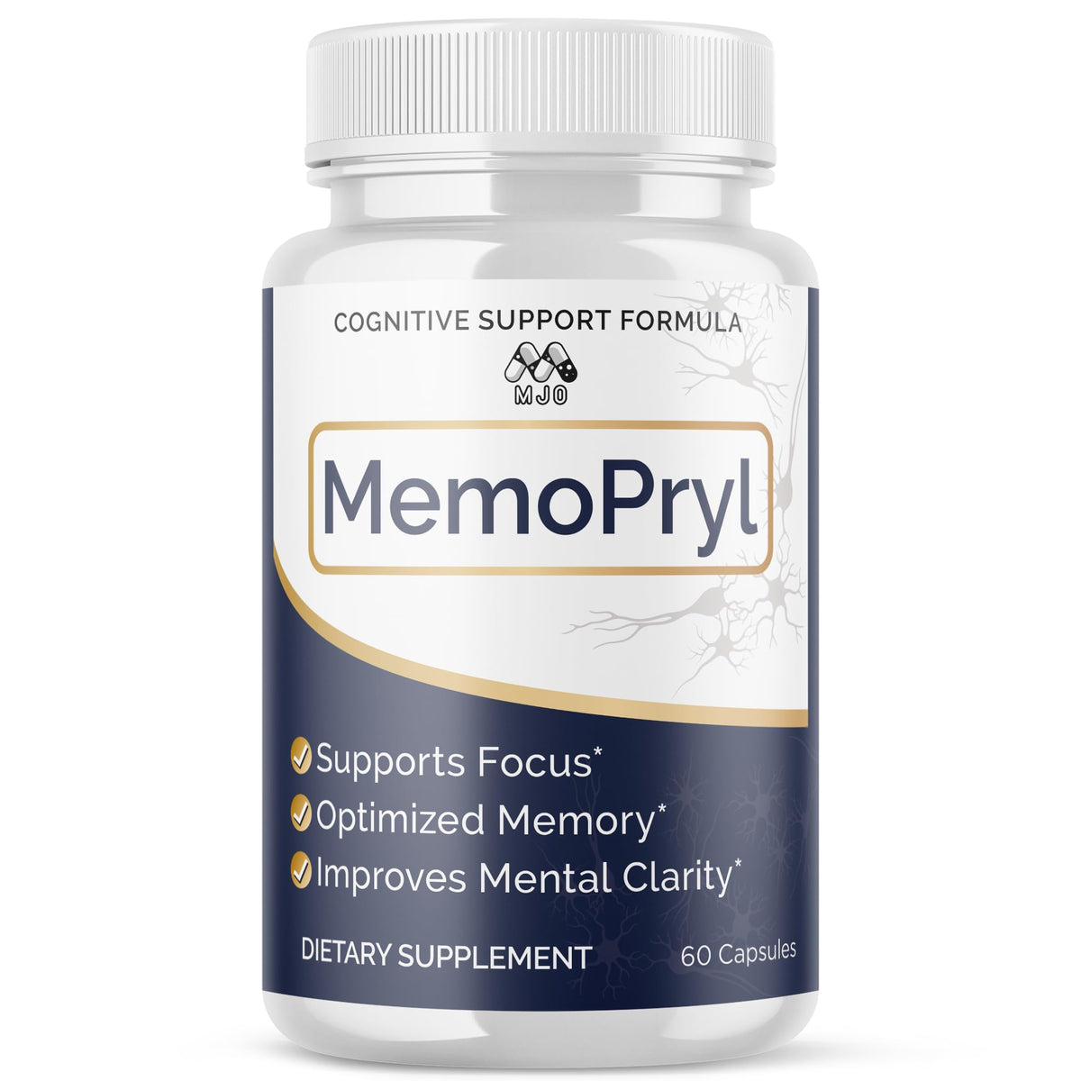 MJO Memopryl frasco delantero mostrando etiqueta clara y beneficio nutricional
