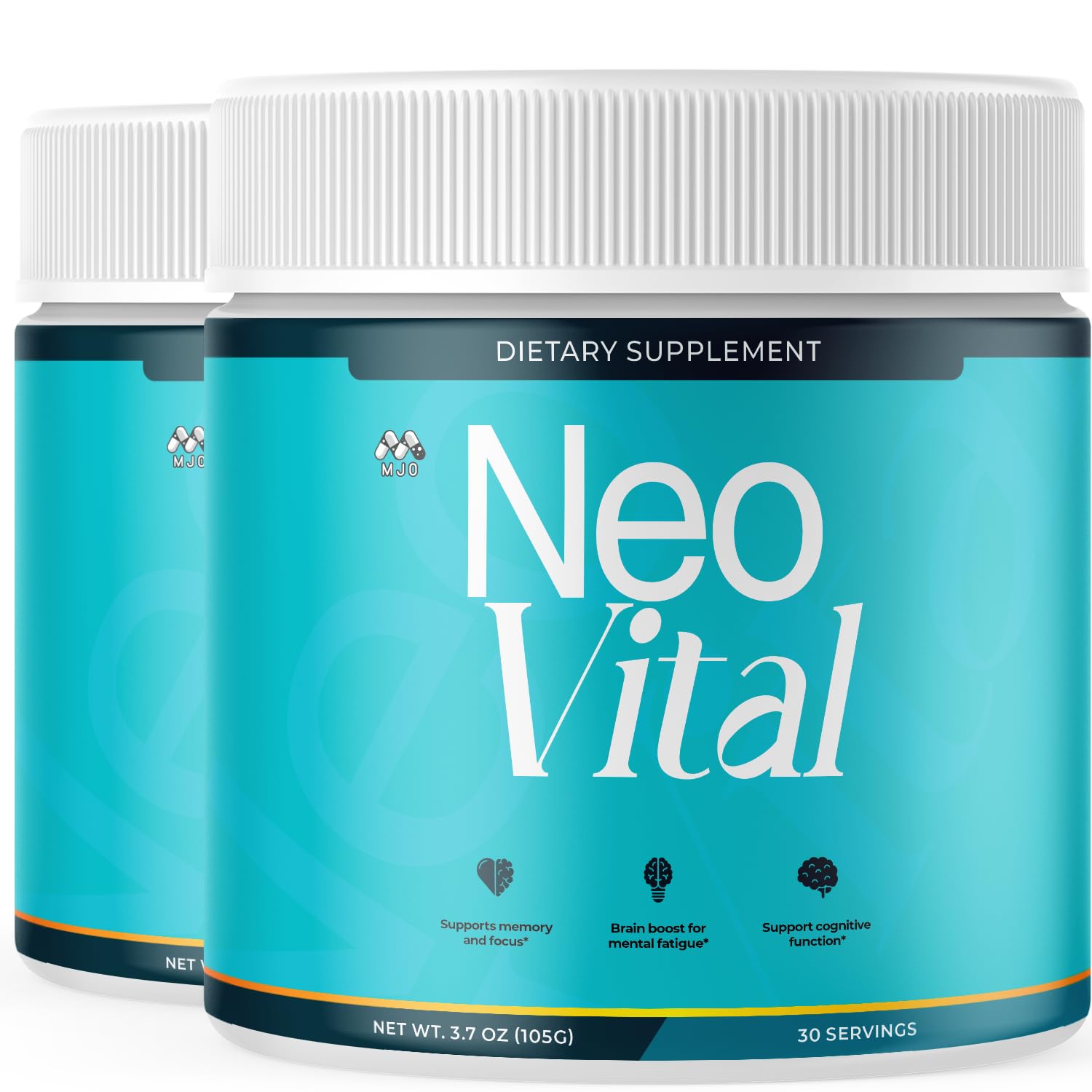MJO Neo Vital Powder envase frontal mostrando la marca y beneficios visibles