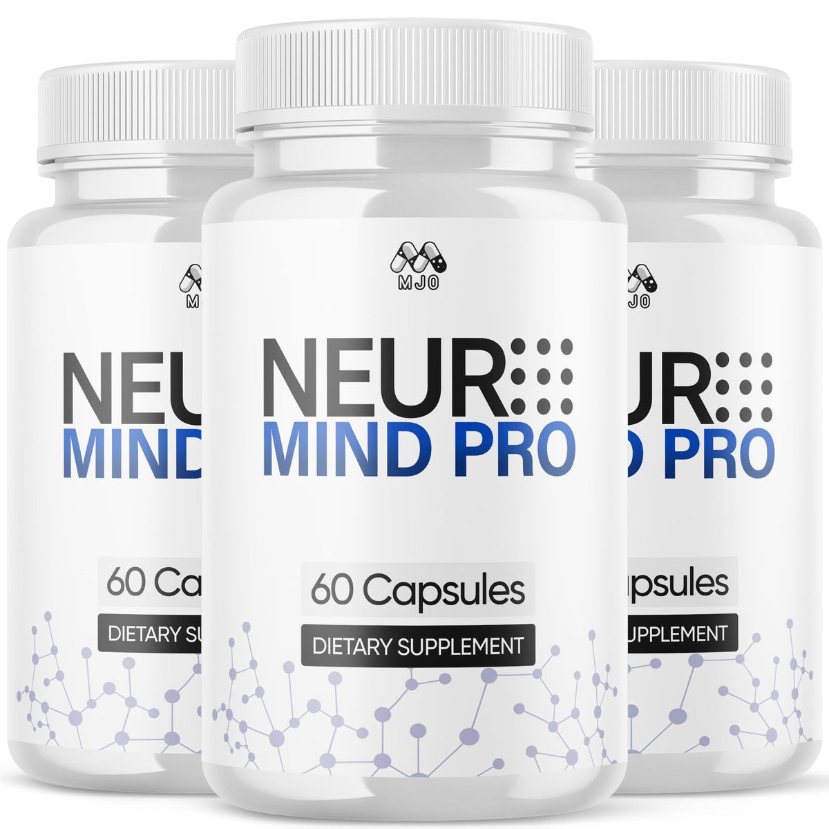 MJO frasco frontal mostrando Neuro Mind Pro y claridad del envase