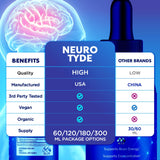 MJO Neuro Tyde etiqueta con ingredientes, información transparente y legible