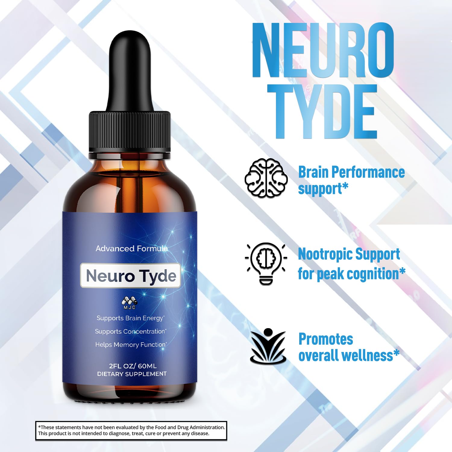 MJO Neuro Tyde Drops en uso con vaso, ventaja mezcla sencilla en bebidas