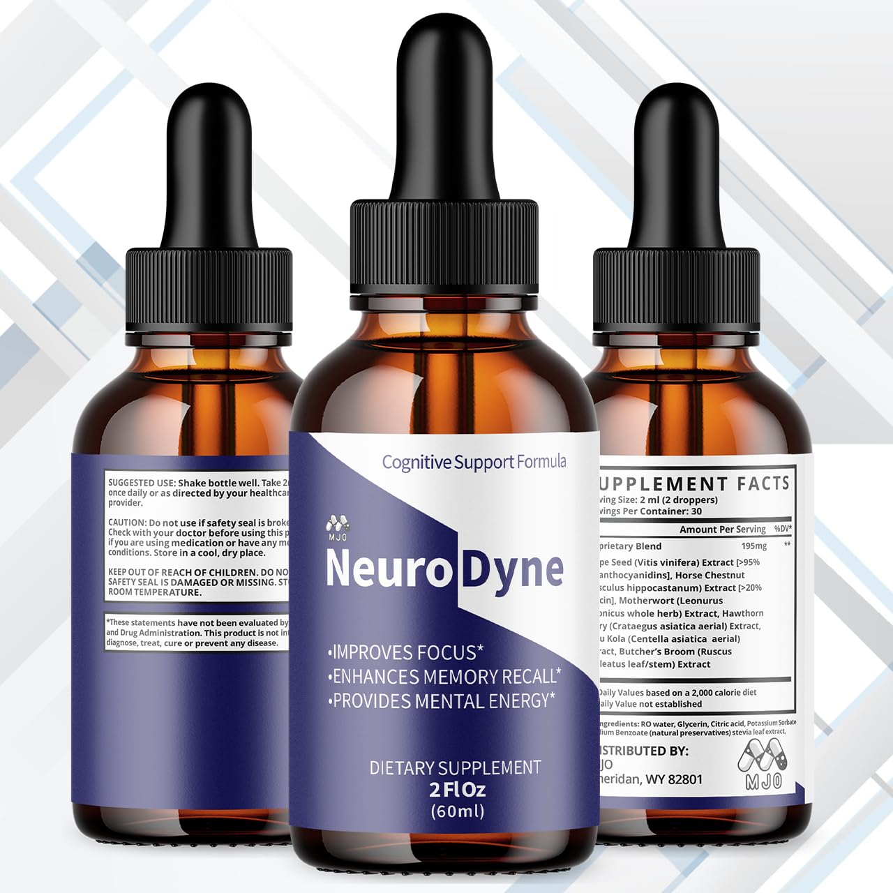 MJO Neurodyne Drops close-up de gotas mostrando textura y fácil dosificación