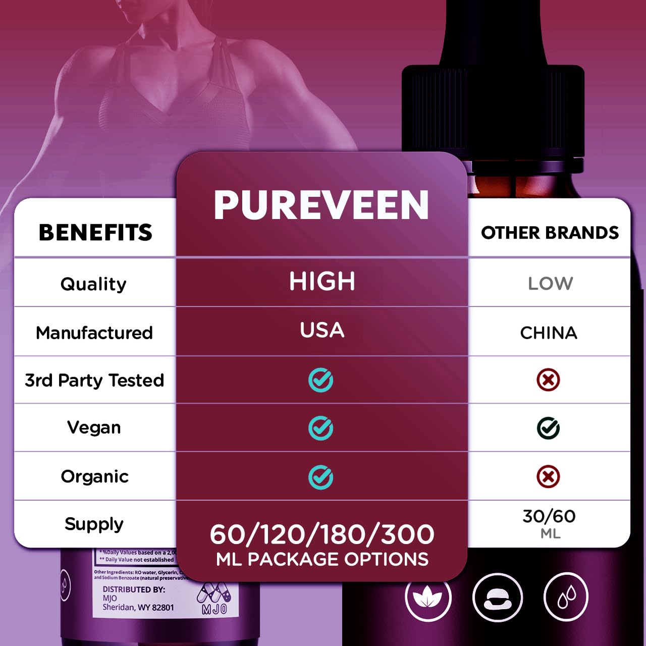 MJO Pureveen etiqueta nutricional legible con lista de ingredientes y datos de porción