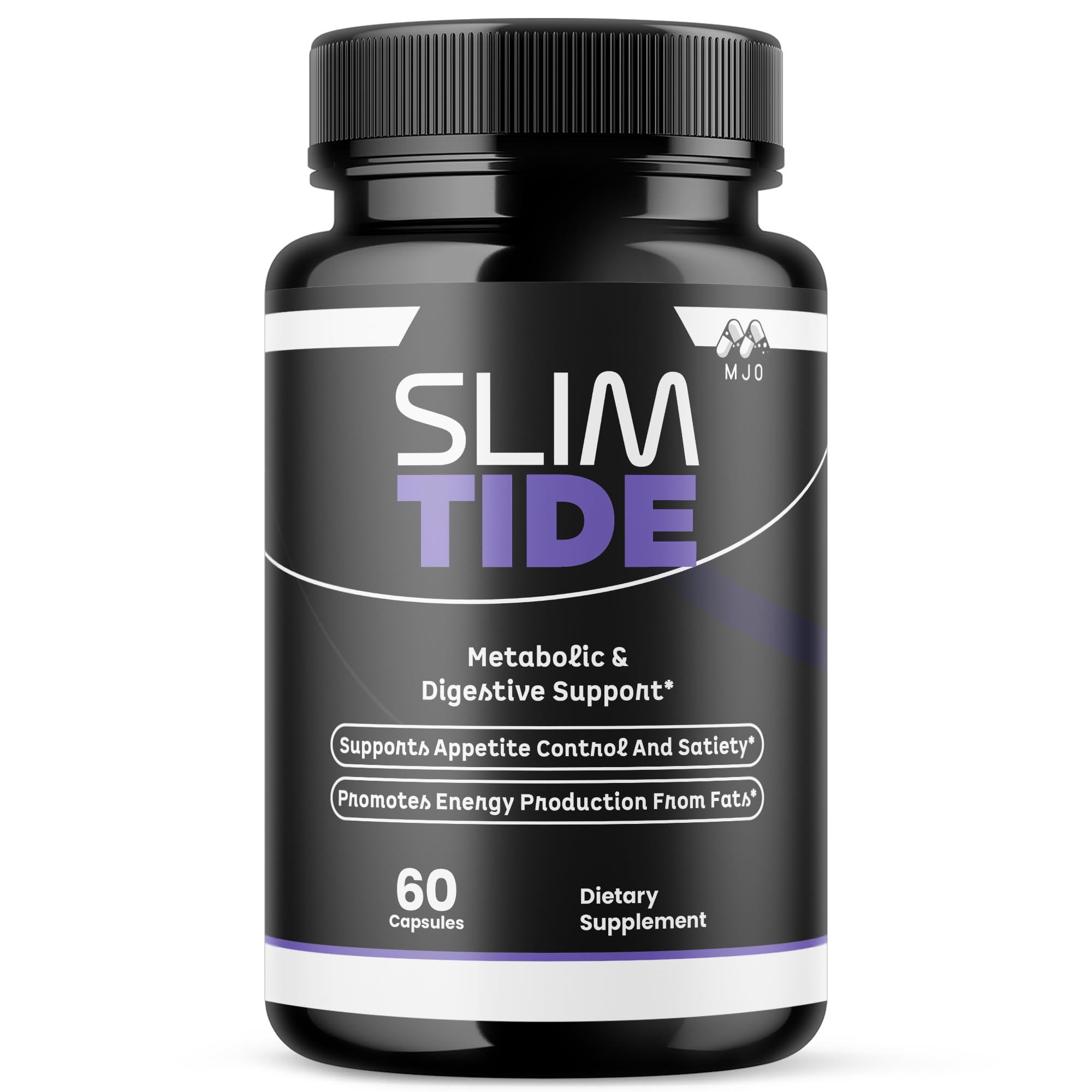 MJO envase SlimTide frente mostrando diseño y beneficio de apoyo al estilo activo