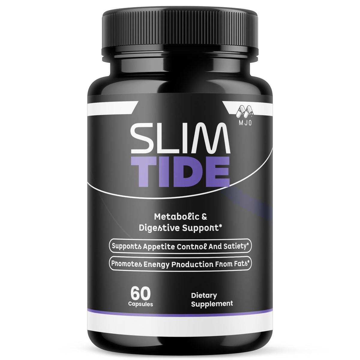 MJO envase SlimTide frente mostrando diseño y beneficio de apoyo al estilo activo