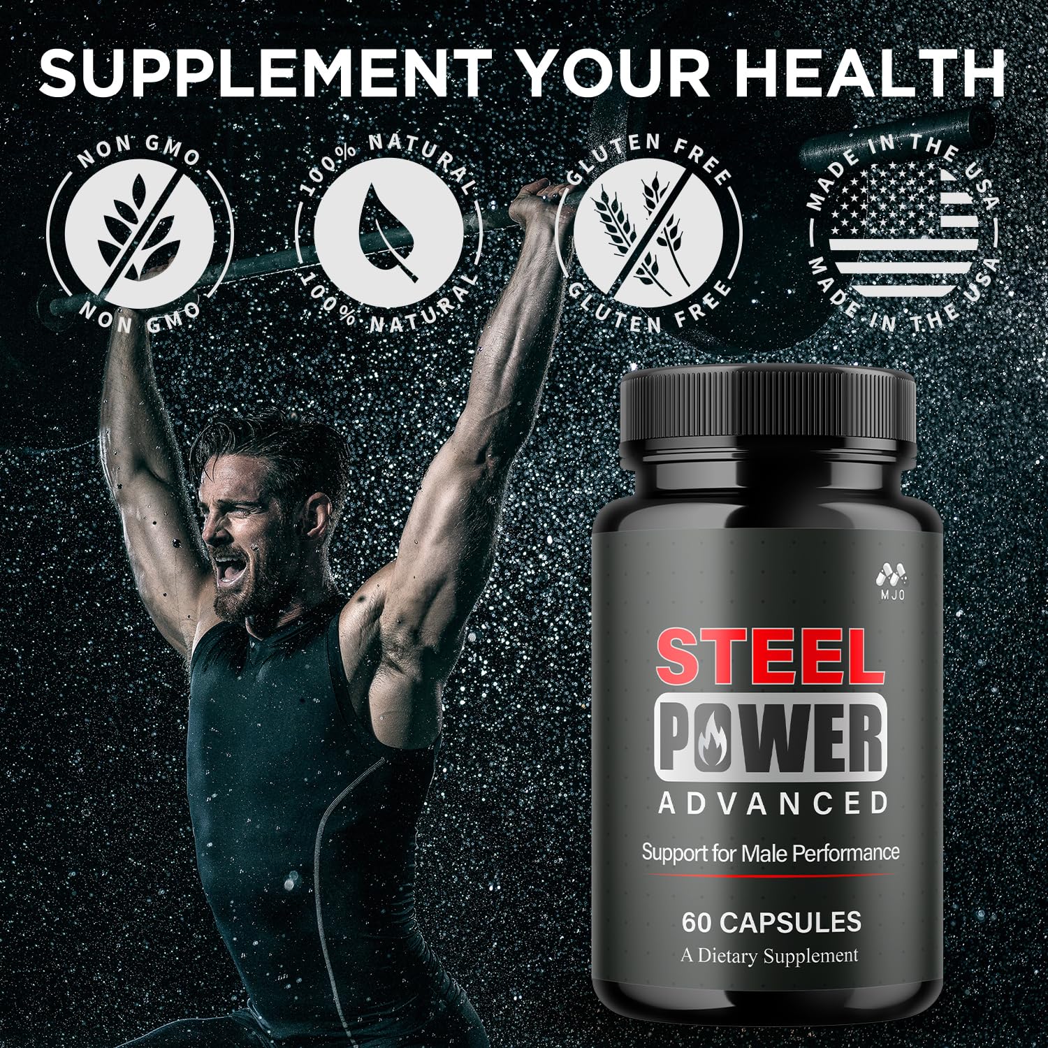 MJO Steel Power ingredientes naturales visibles apoyo nutritivo