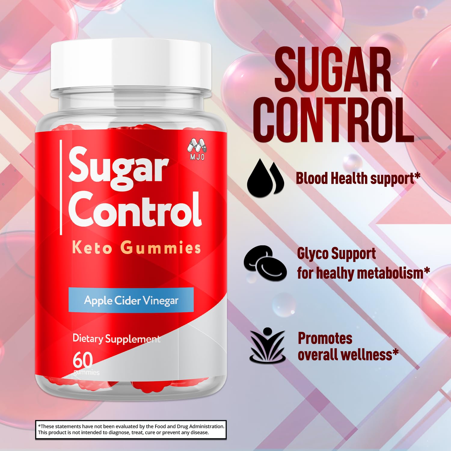 Envase MJO SugarControl abierto con gominolas visibles — acceso sencillo y almacenamiento seguro