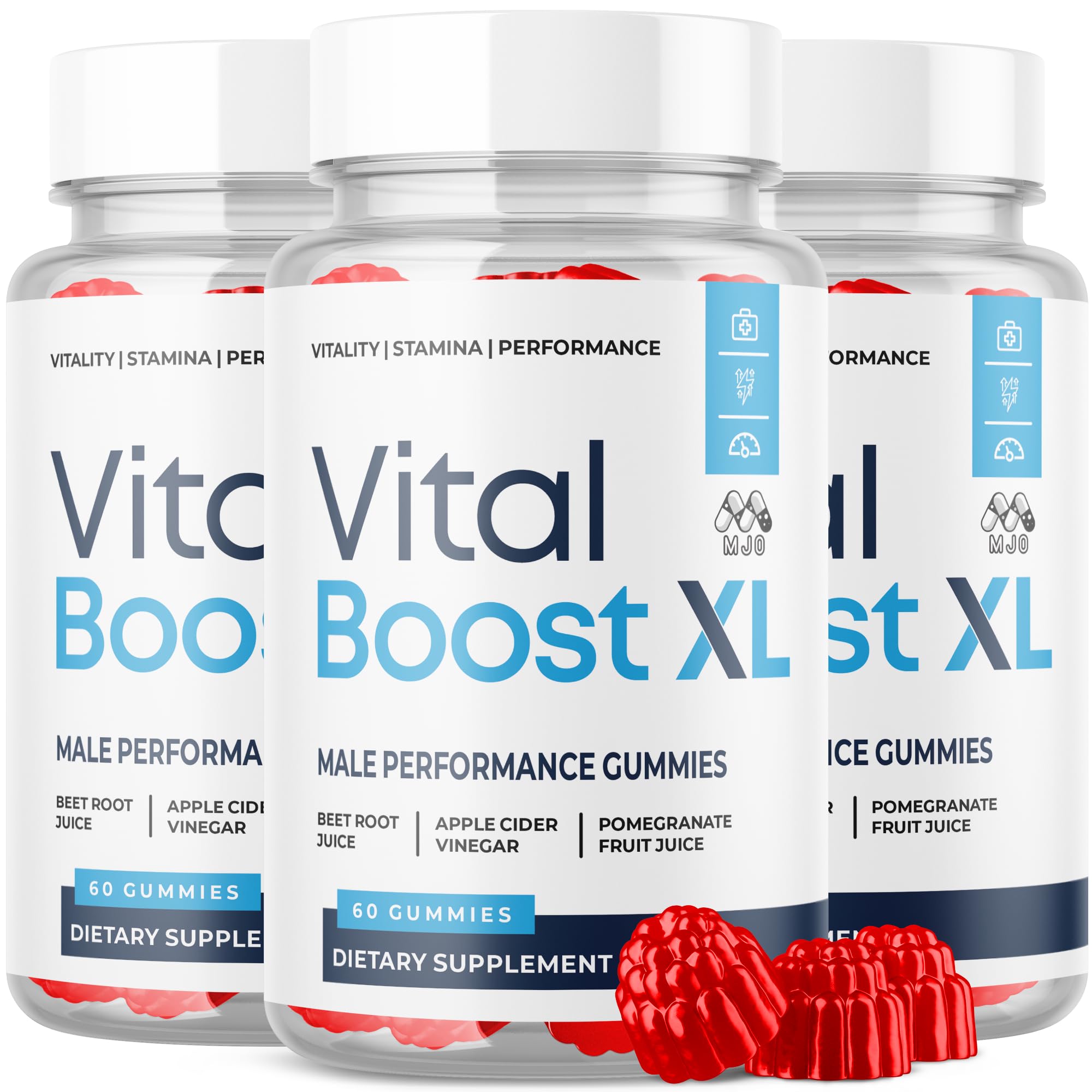 MJO frasco Vital Boost XL frontal, presentación clara y beneficios de uso
