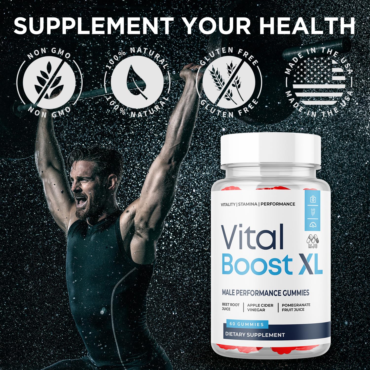 MJO tres botellas Vital Boost XL juntas, suministro de tres meses