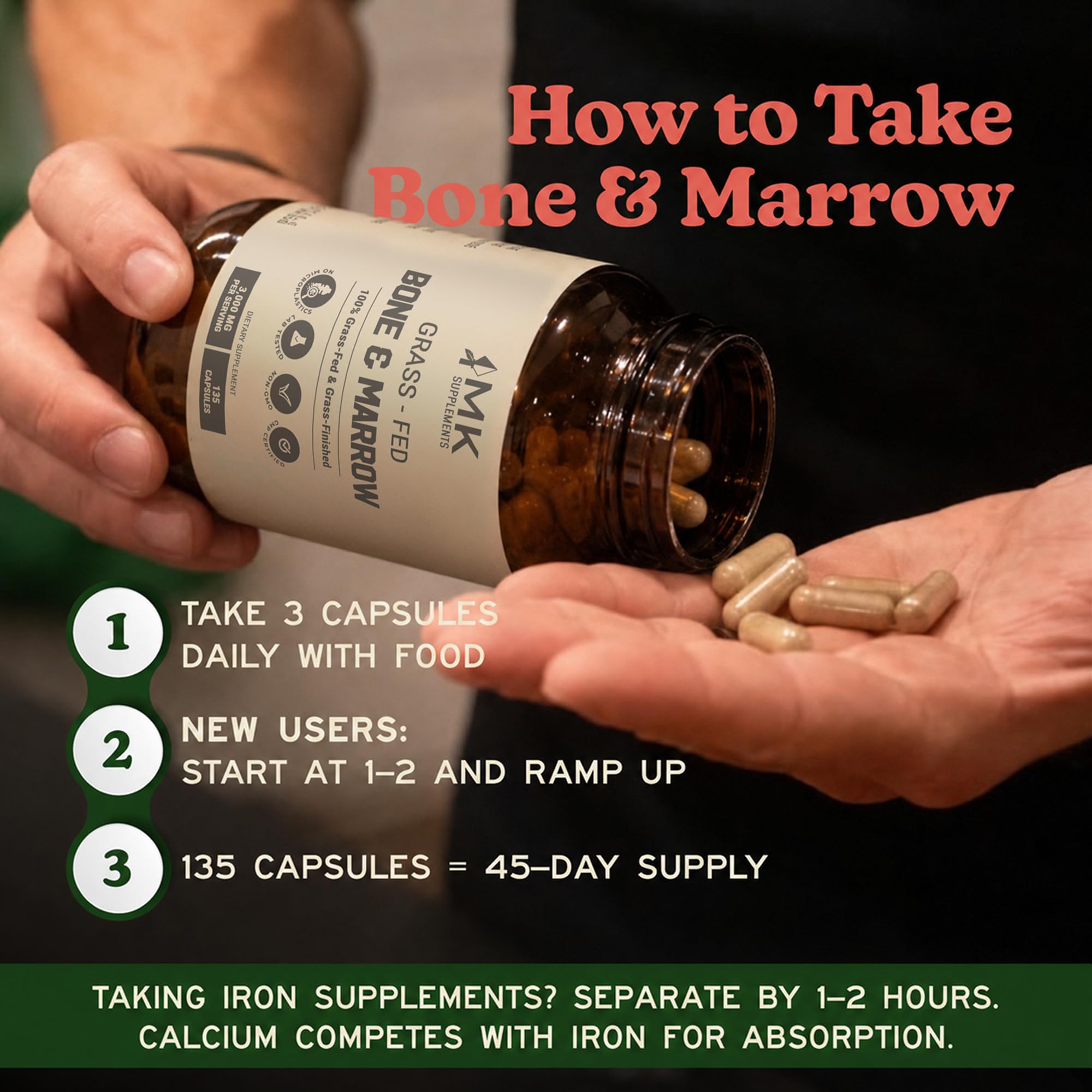 MK Supplements persona tomando cápsula en rutina diaria para conveniencia