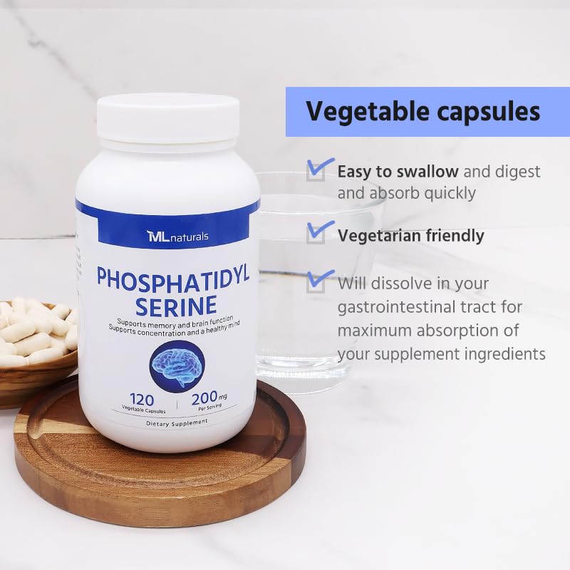 Etiqueta ML Naturals con información de 200 mg y certificaciones visibles