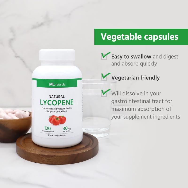 ML Naturals botella abierta con cápsulas para ver la forma y textura vegetal