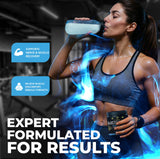 Vaso con MMA Nutrition HRDWRK disuelto en agua ilustrando hidratación clara y refrescante