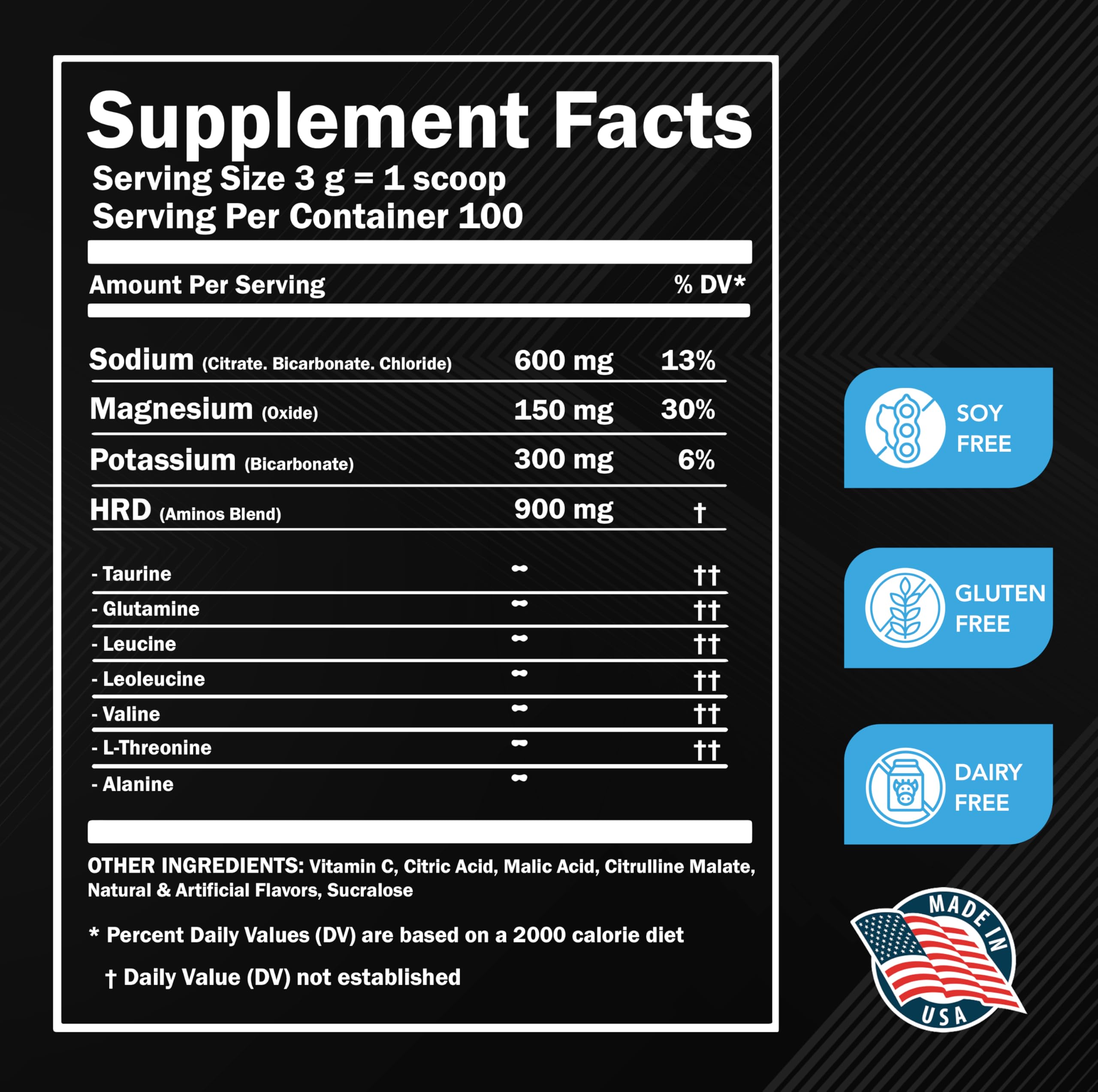 Comparación de tamaño del envase MMA Nutrition HRDWRK junto a objetos cotidianos para referencia de porciones