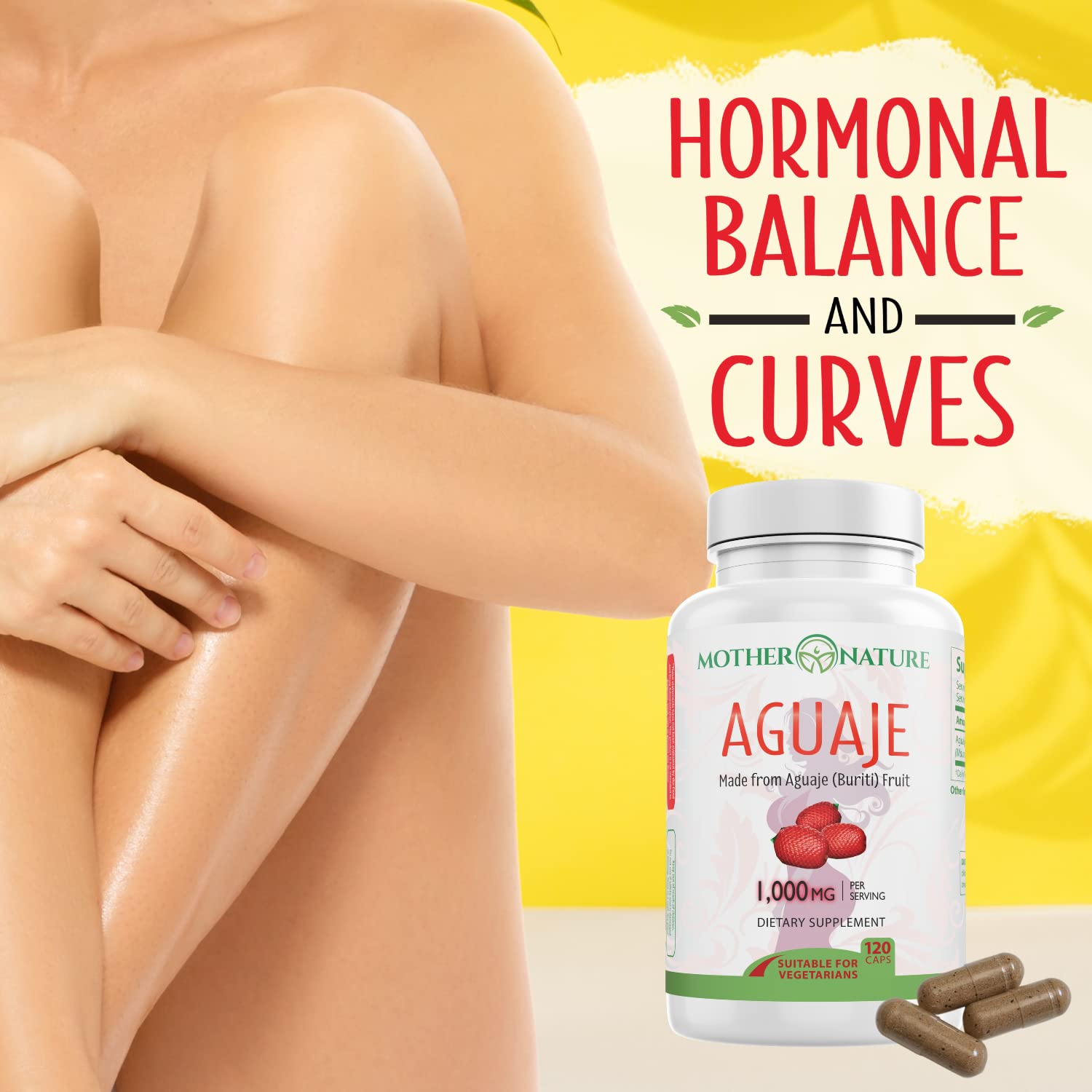 Mother Nature Organics cápsulas en mano mostrando tamaño fácil de tragar