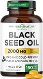 Mother Nature Organics frasco frontal mostrando 180 cápsulas y claridad del producto