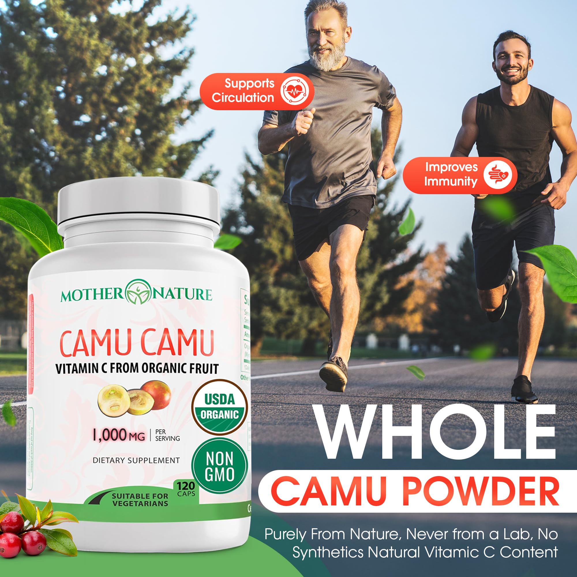 Mother Nature Organics cápsula abierta con polvo, evidencia de pureza y calidad