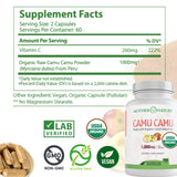Mother Nature Organics frasco en mano mostrando escala y cantidad de 120 cápsulas