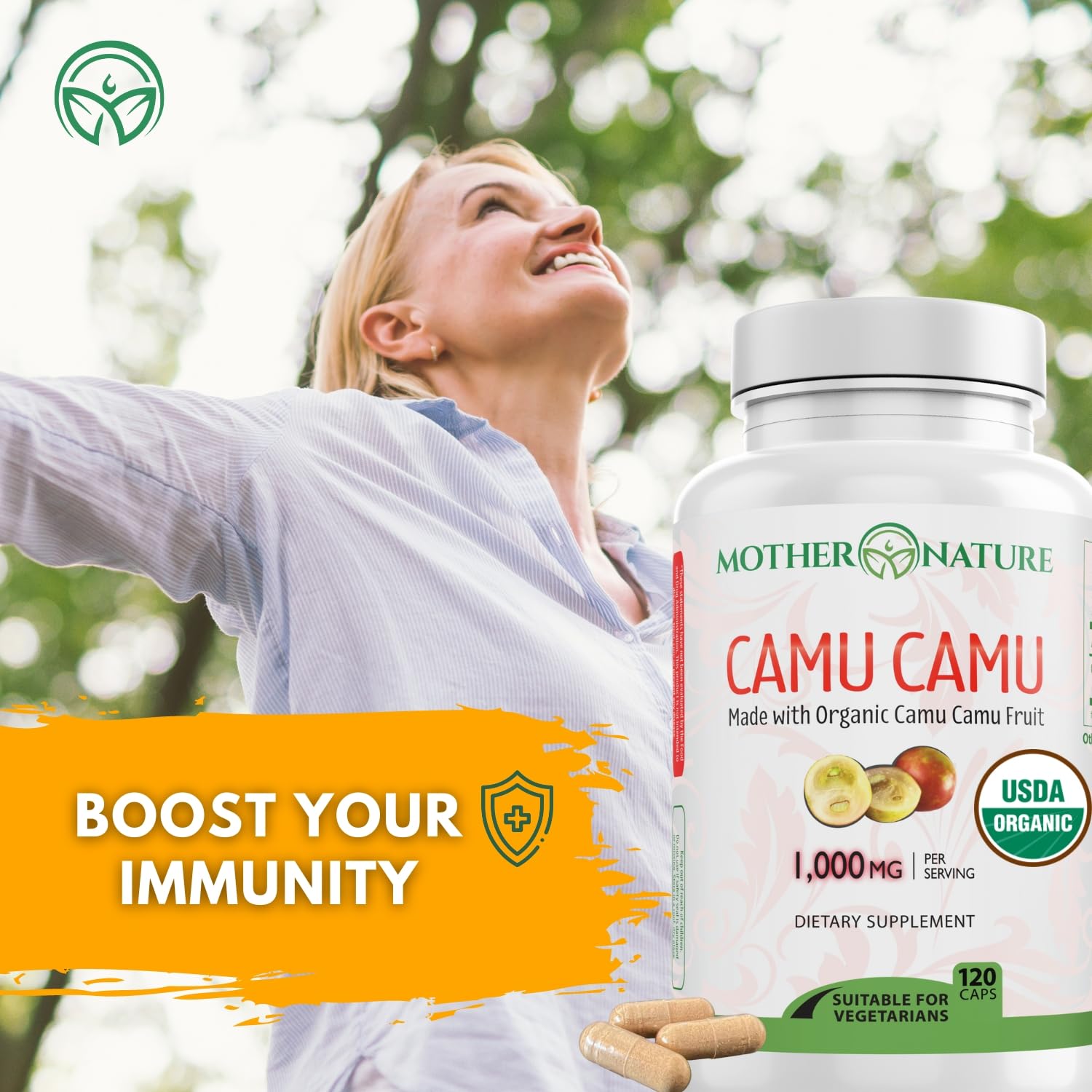 Mother Nature Organics polvo de camu camu orgánico, fuente natural de vitamina C