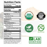 Mother Nature Organics - cuchara con polvo de maca negra, muestra la porción y facilidad de uso