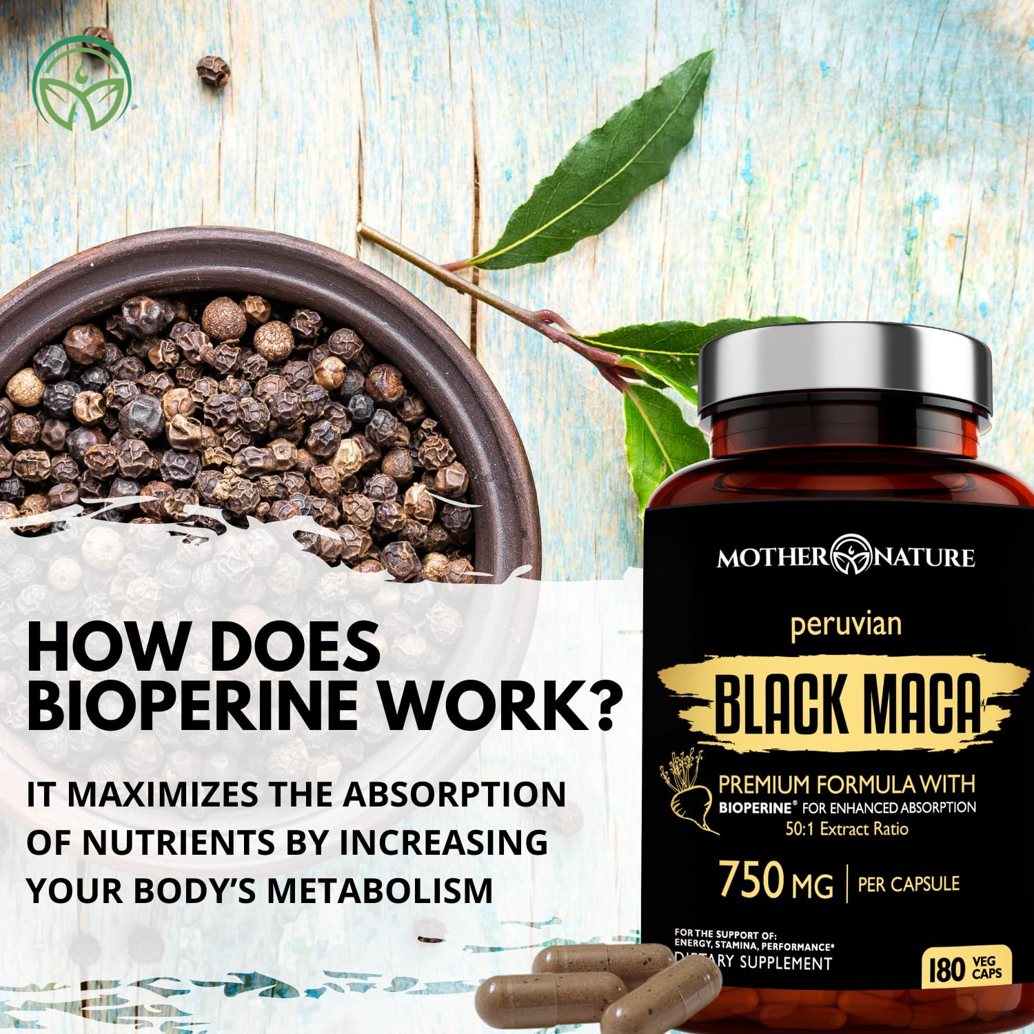MNO Organic Raw Black Maca en cocina con ingredientes naturales como parte de estilo de vida saludable