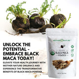Mother Nature Organics - polvo de maca negra incorporado en receta saludable de cocina