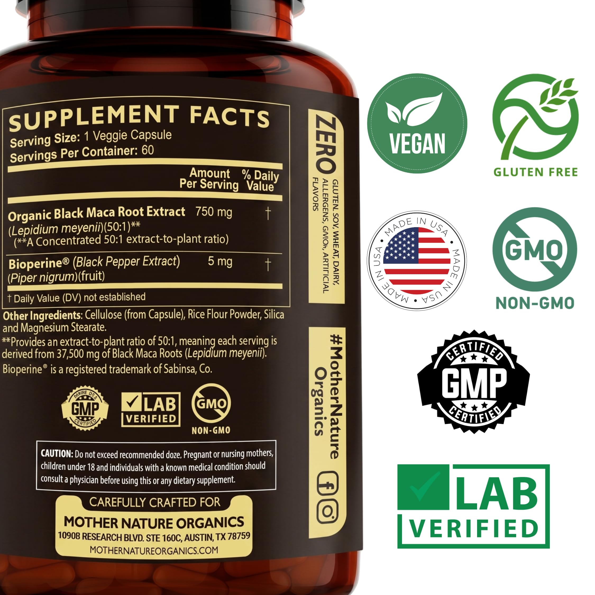 Mother Nature Organics Superfoods polvo de maca detalle de textura orgánica