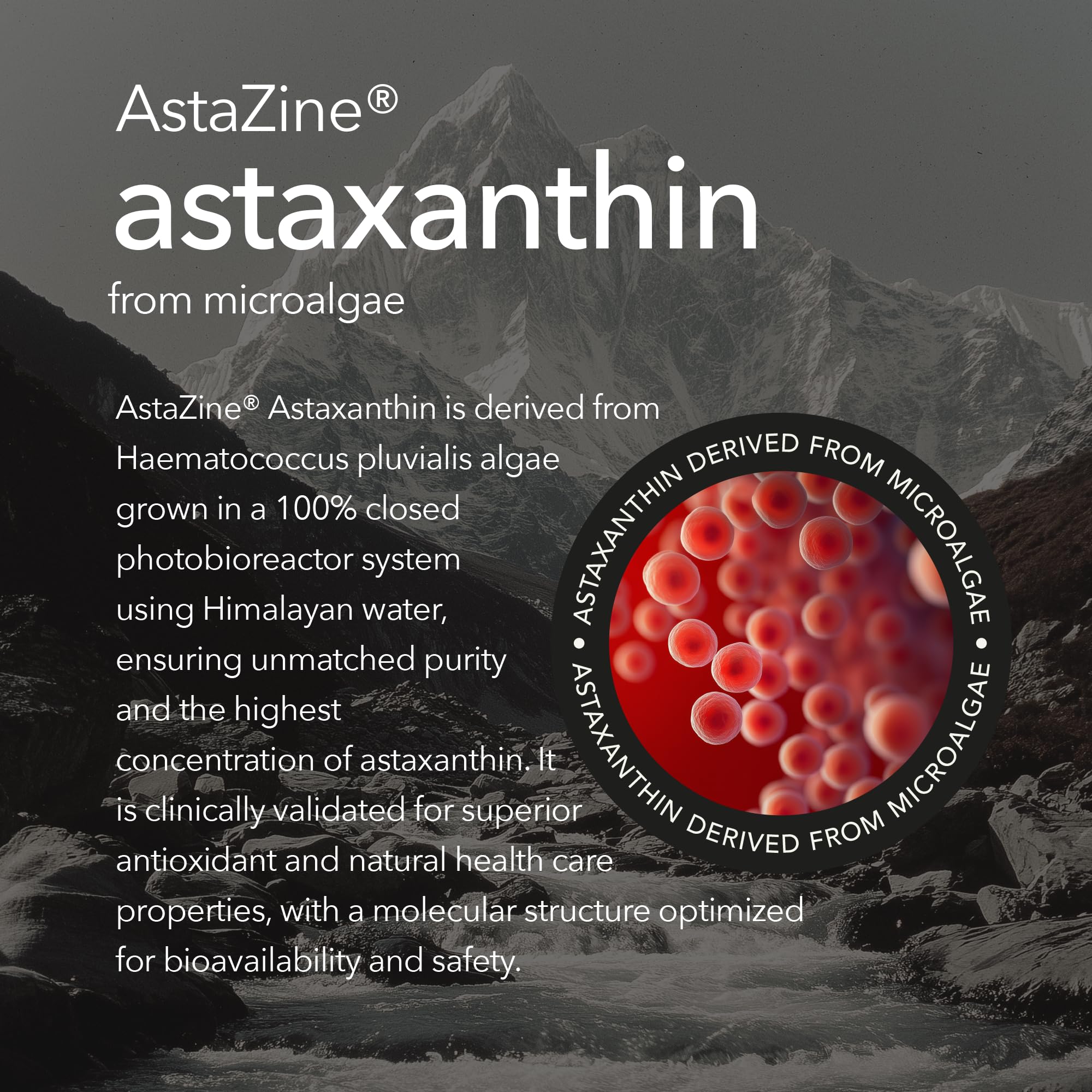 Mobisyn astaxantina microalga para ilustrar pureza y procedencia