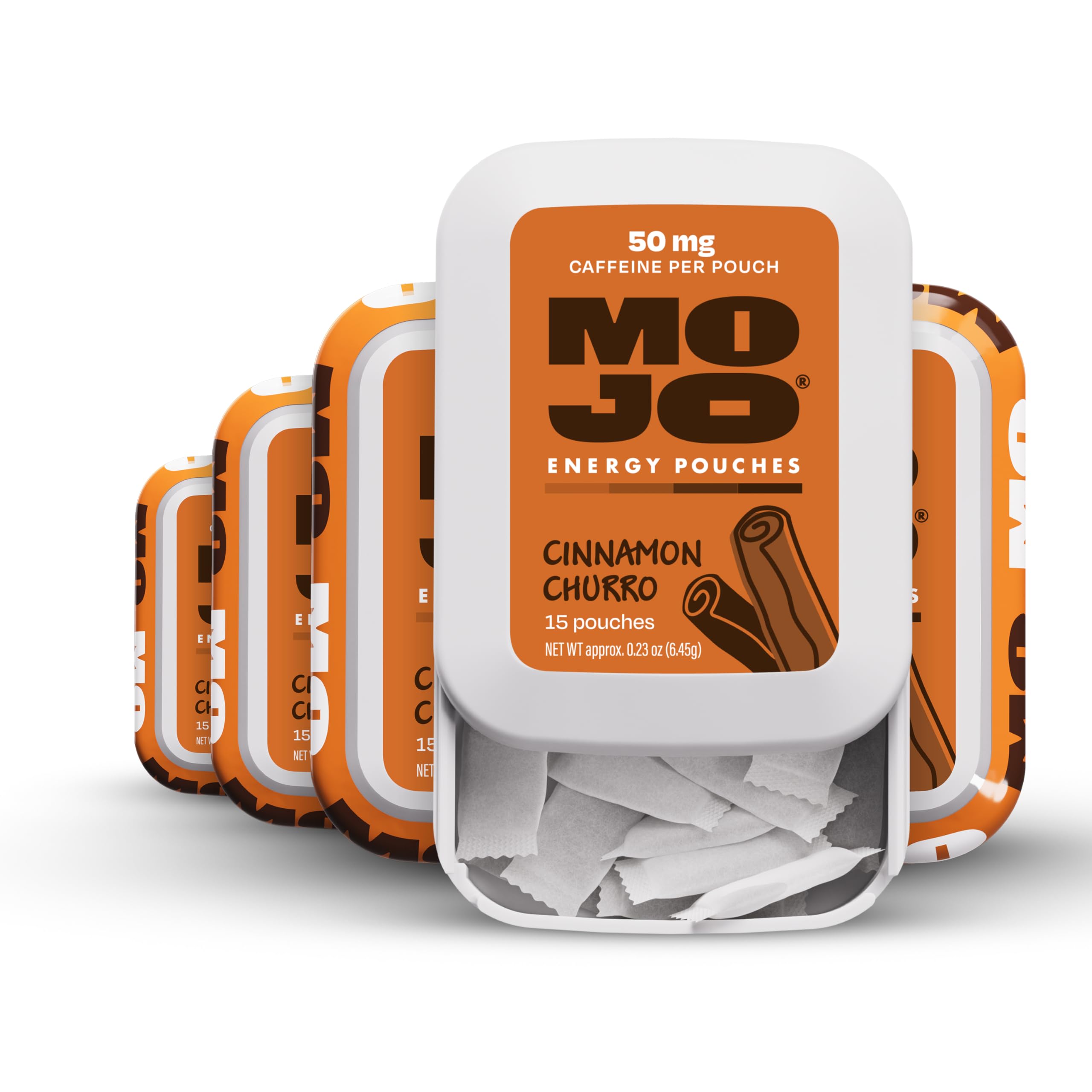 MOJO frente del envase cinnamon churro mostrando el diseño y conveniencia