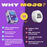MOJO ingredientes clave en primer plano resaltando beneficios naturales