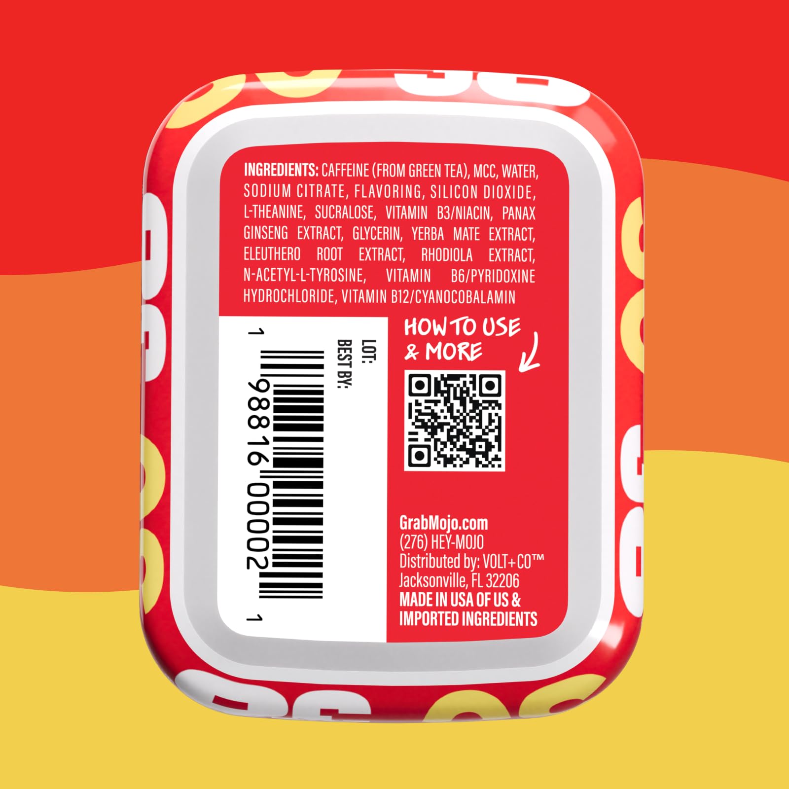 MOJO etiqueta con fecha y QR para trazabilidad y guía de uso