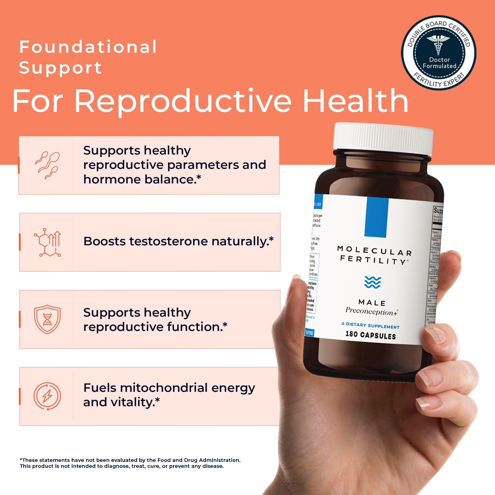 Molecular Fertility ingredientes clave visualizados para energía celular y antioxidantes