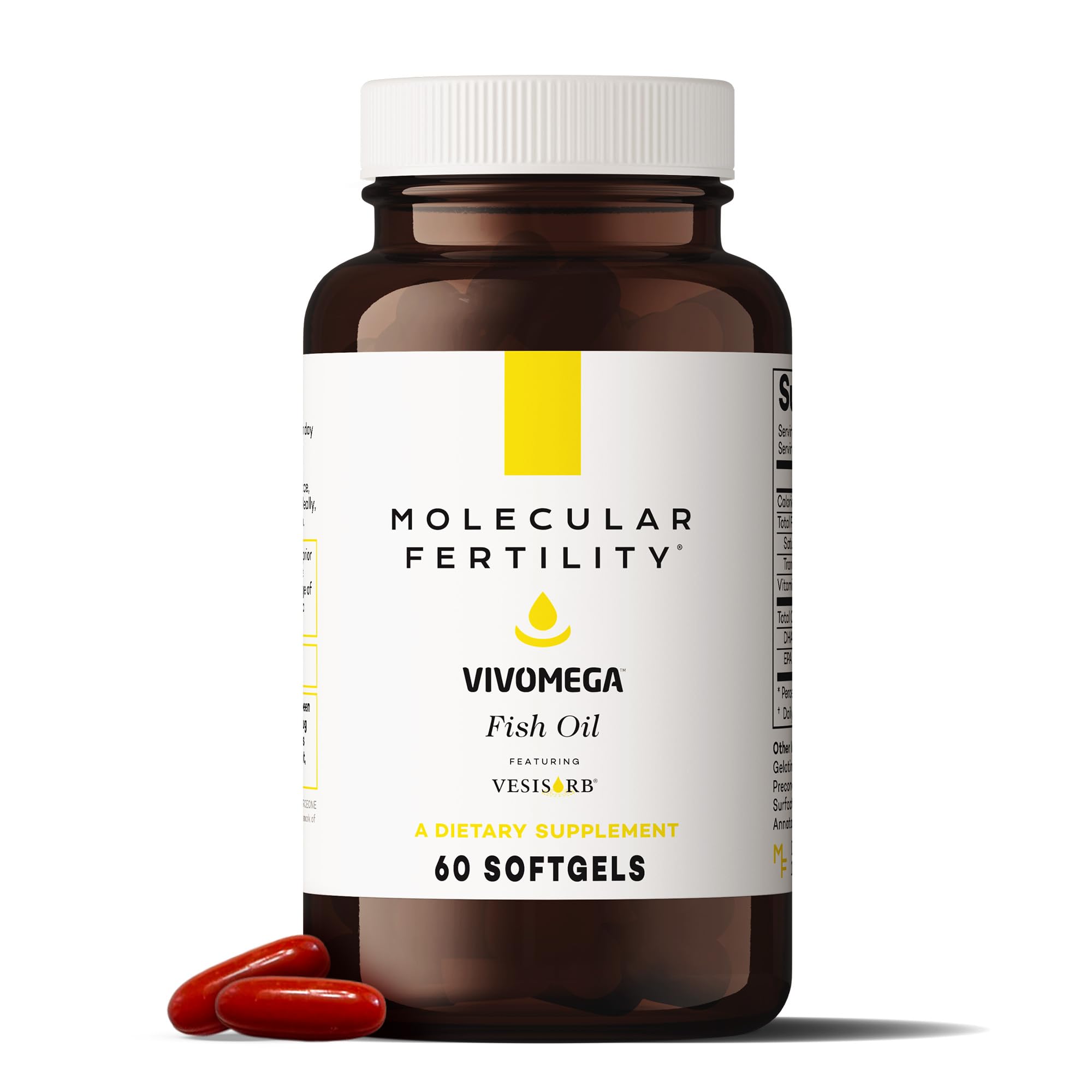 Molecular Fertility frasco frontal mostrando el producto y etiqueta clara